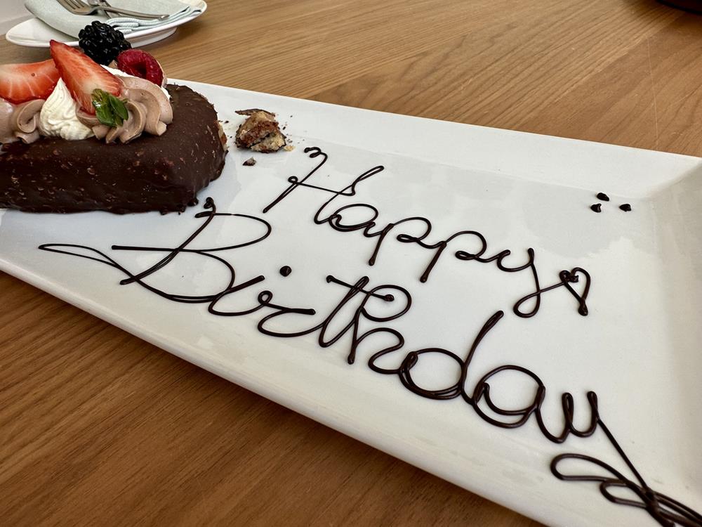 Happy birthday chocolate writings on a plate