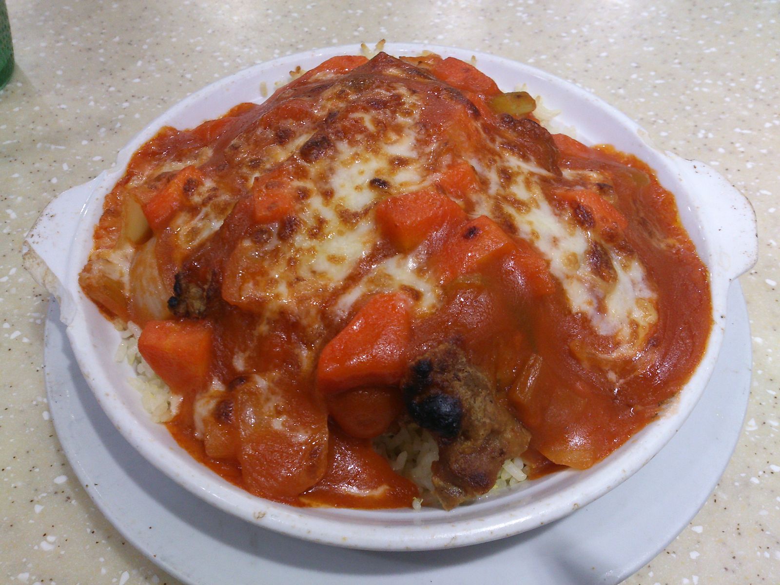 Baked Pork Chop Rice in Tomato Sauce with Cheese